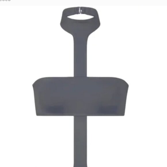 NWT SKIMS RECYCLED SWIM CUT OUT HALTER MONOKINI GUNMETAL GREY SIZE SMALL - Picture 2 of 6